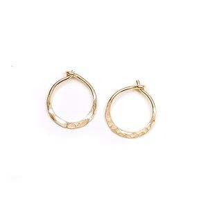 12mm- 14k Gold huggie hoops handmade, textured huggie hoops, everyday hoops